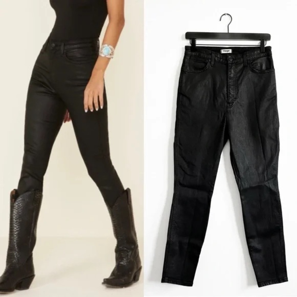 High-Rise Waxed Black Women's Jeans